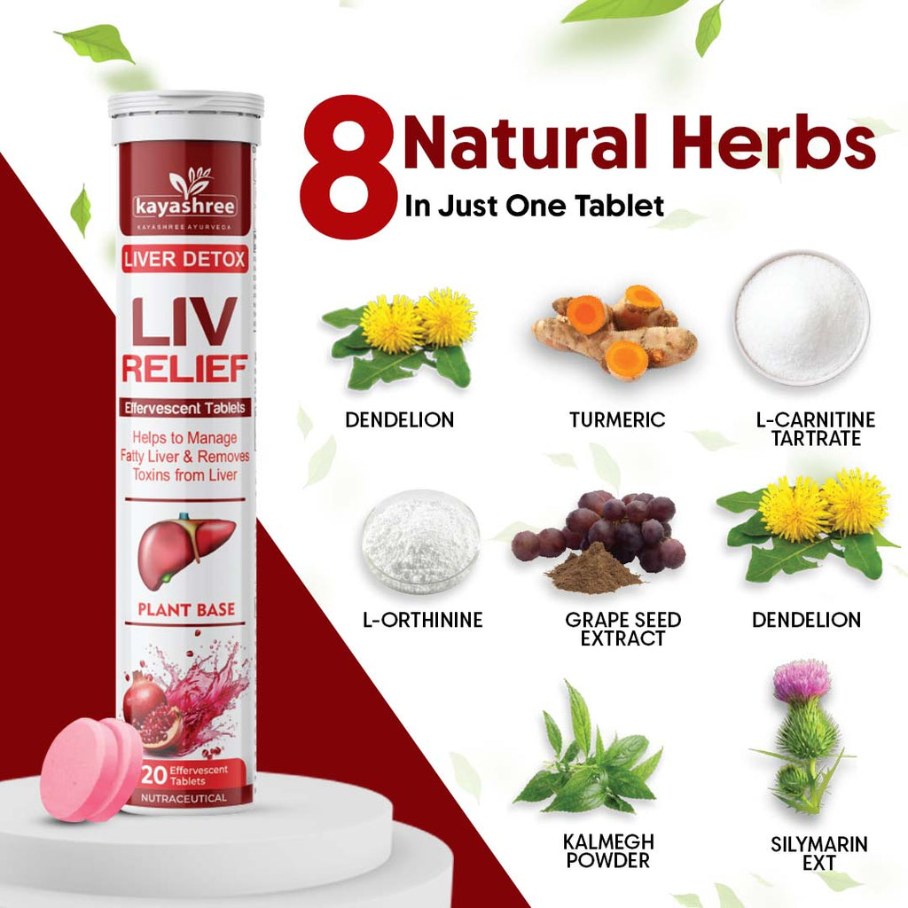 Kayashree Liv Relief Effervescent Tablets (Pack of 20 Tablets)